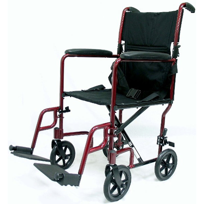 LT-2019 Transport Chair with Removable Footrest Burgundy