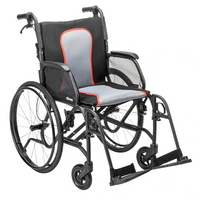 Wheelchair with gray and red seat on a white background