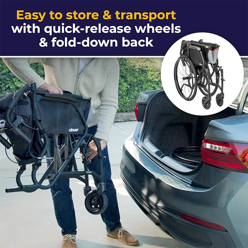 Drive Medical AeroFly Ultra-Lite Wheelchair side profile with swing-away footrests