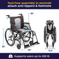 Drive Medical AeroFly Ultra-Lite Wheelchair folded for travel and storage