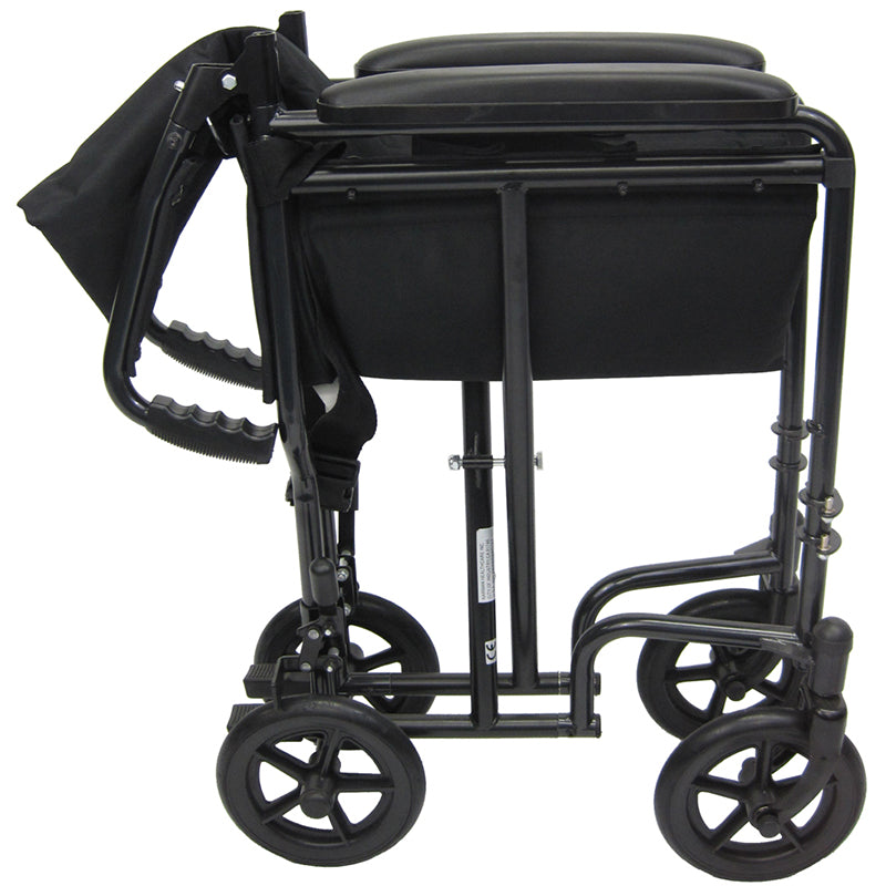 LT-2019 19 Transport Chair with Removable Footrest Black