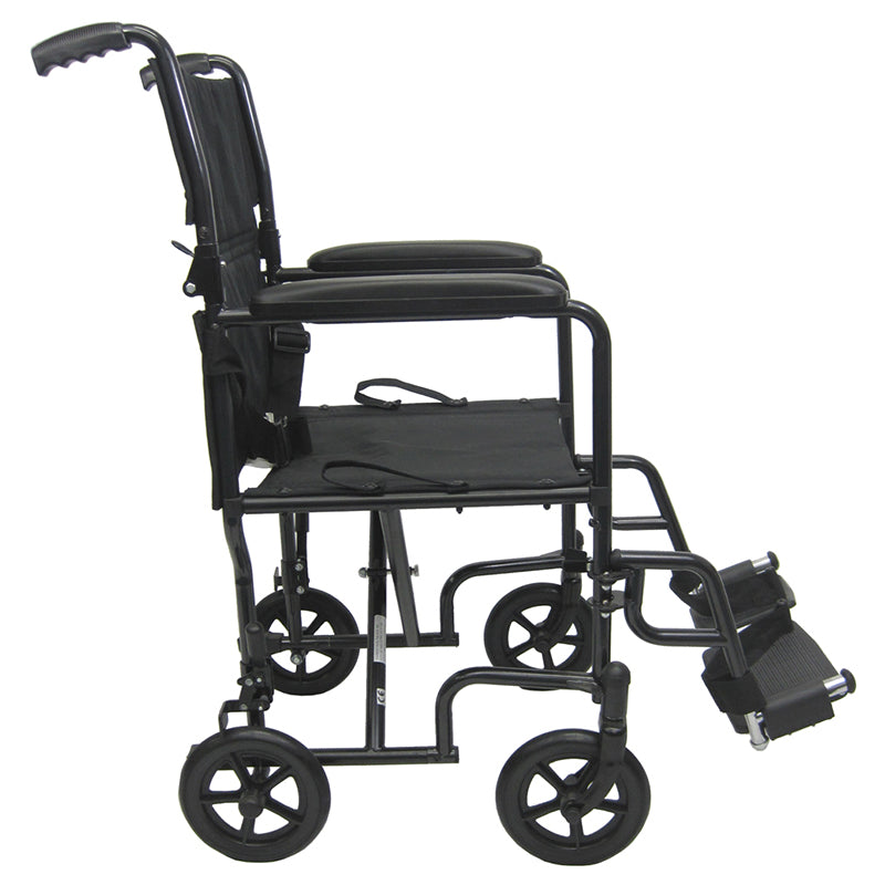 LT-2019 Transport Chair 19 Seat Removable Footrest Black