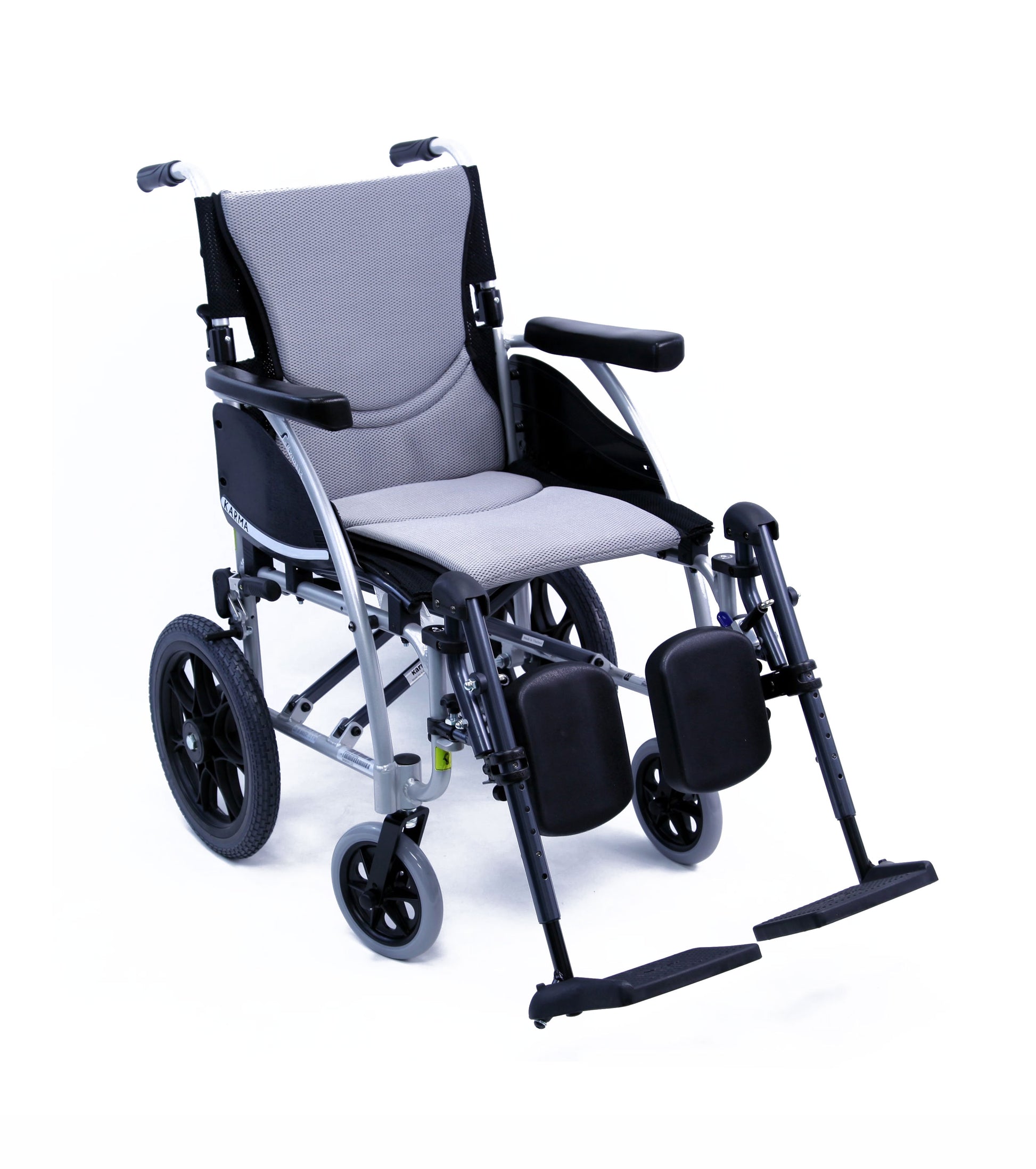 S-115-TP Ergonomic Transport Wheelchair Silver Frame