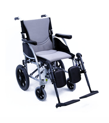 S-115-TP Ergonomic Transport Wheelchair Silver Frame
