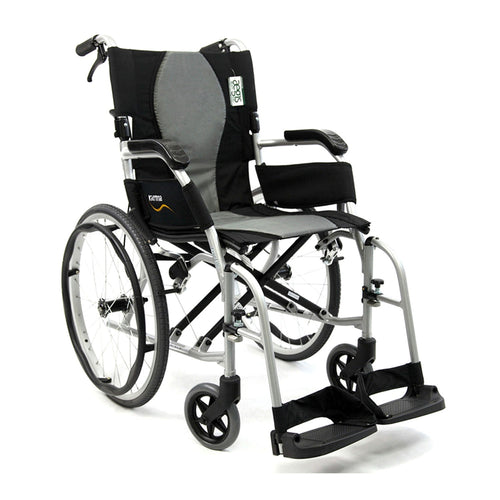 Karman S-2512 Ergo Flight Ergonomic Ultra-Lightweight Wheelchair – 19.8 lbs, Silver Frame