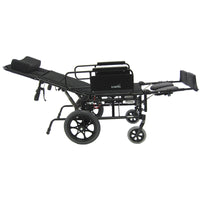 Side view of KM-5000-TP wheelchair in full recline position