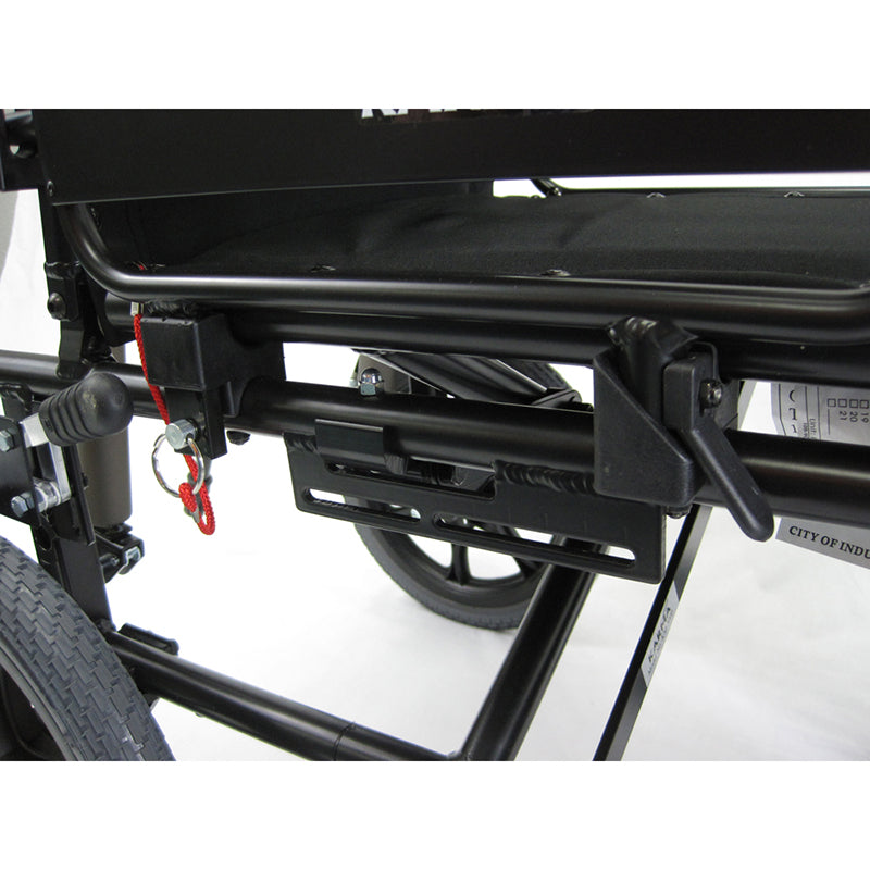 Rear view of KM-5000-TP reclining transport wheelchair